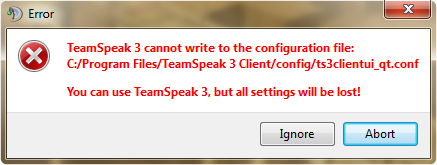 teamspeak windows 7 error